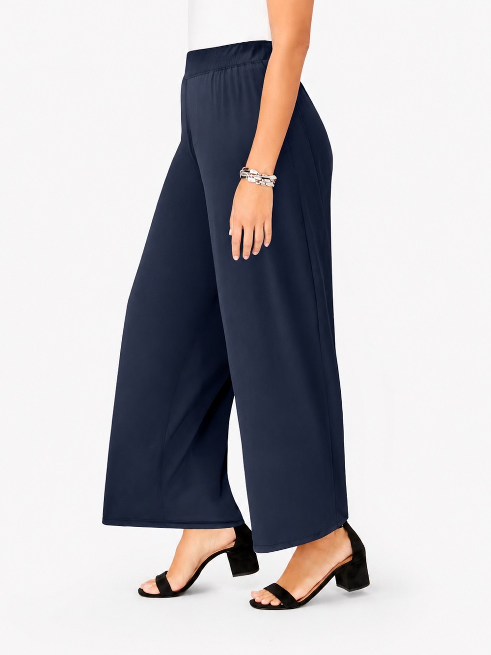 *NWT* Jessica London Navy Knit Wide Leg Pant - Petite 14/16 Plus Size